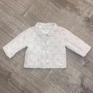 NWT Tartine et Chocolat White Quilted Jacket Baby Girl NB-1 Month